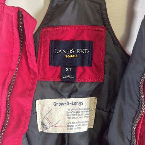 Lands’ End Squall Kids Grow A Longs Snow Bibs Snowsuit Overalls Size 3T - Picture 2 of 5